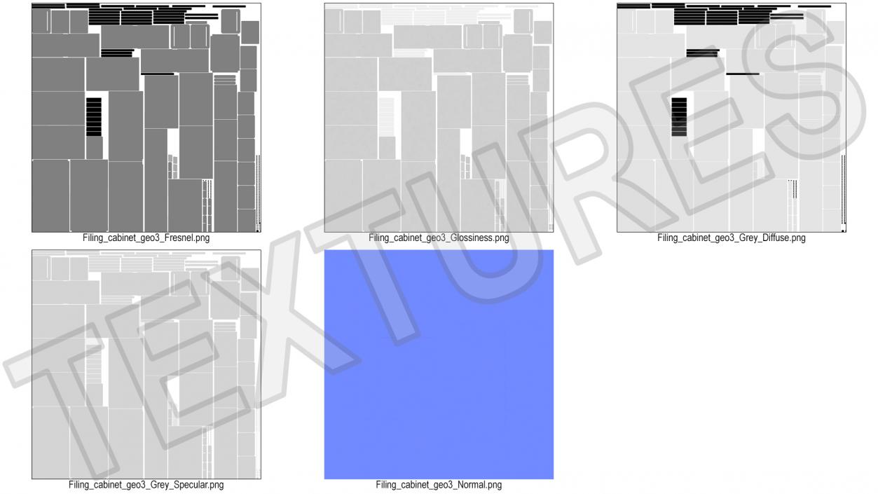 3D Filing Cabinet 4 Drawer Grey model