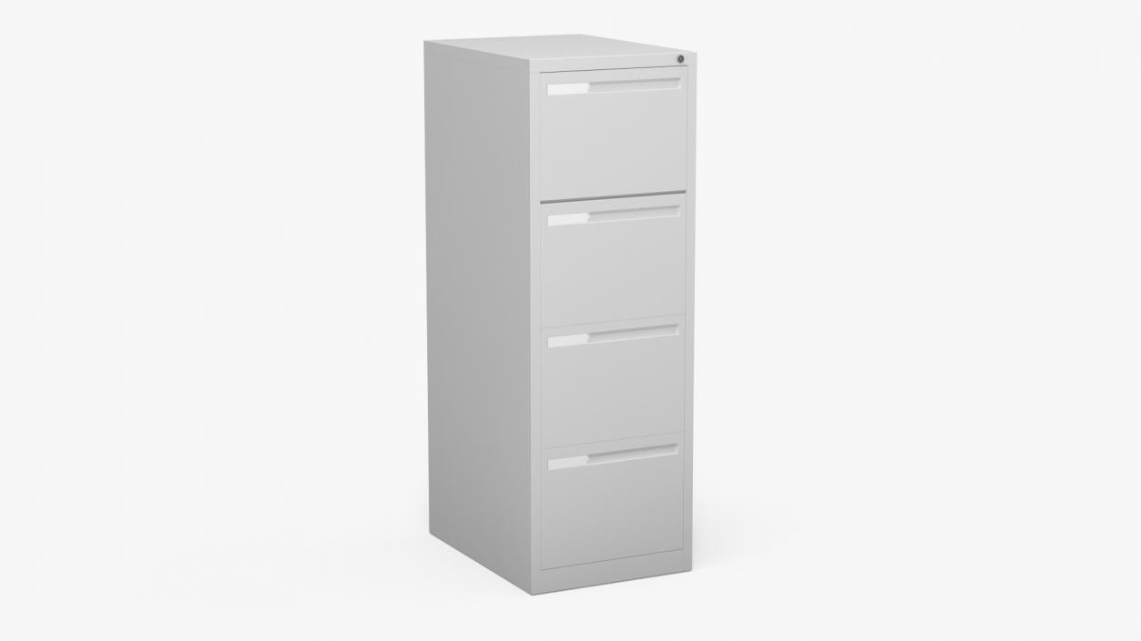 3D Filing Cabinet 4 Drawer Grey model