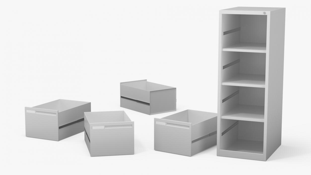 3D Filing Cabinet 4 Drawer Grey model