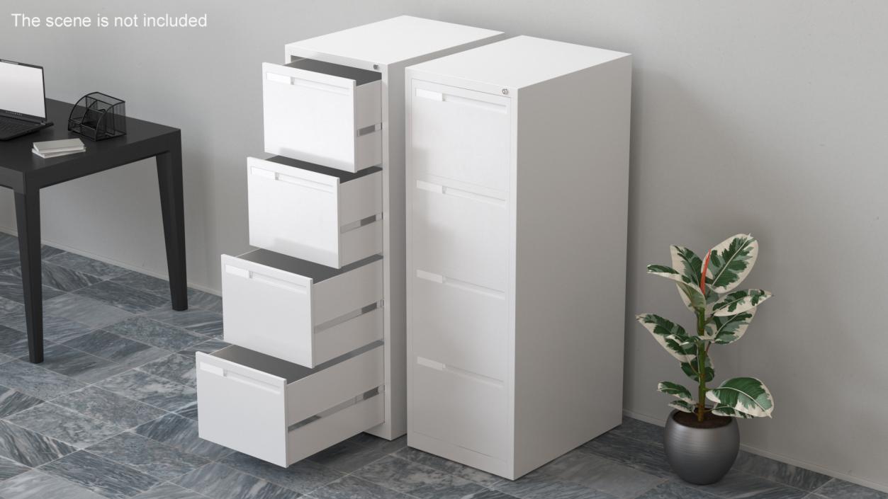 3D Filing Cabinet 4 Drawer Grey model