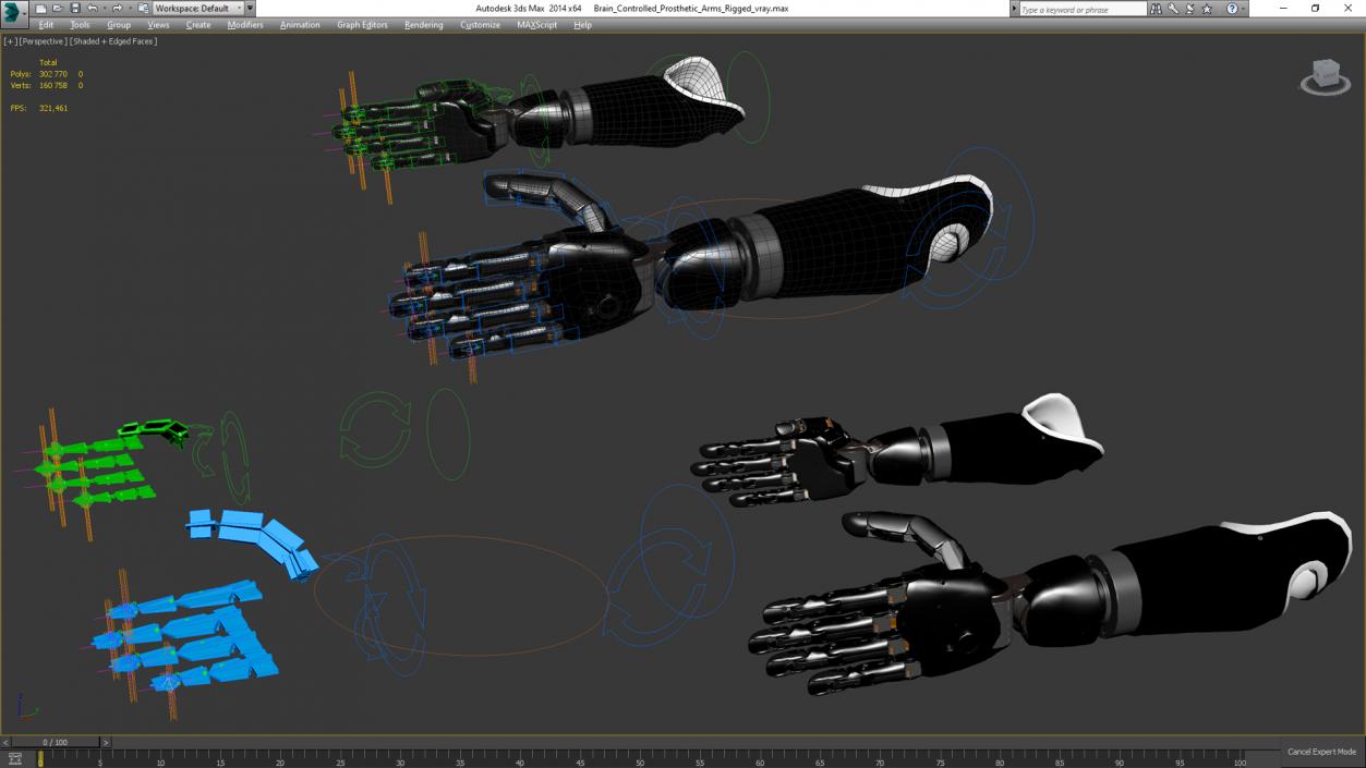 Brain Controlled Prosthetic Arms Rigged 3D model