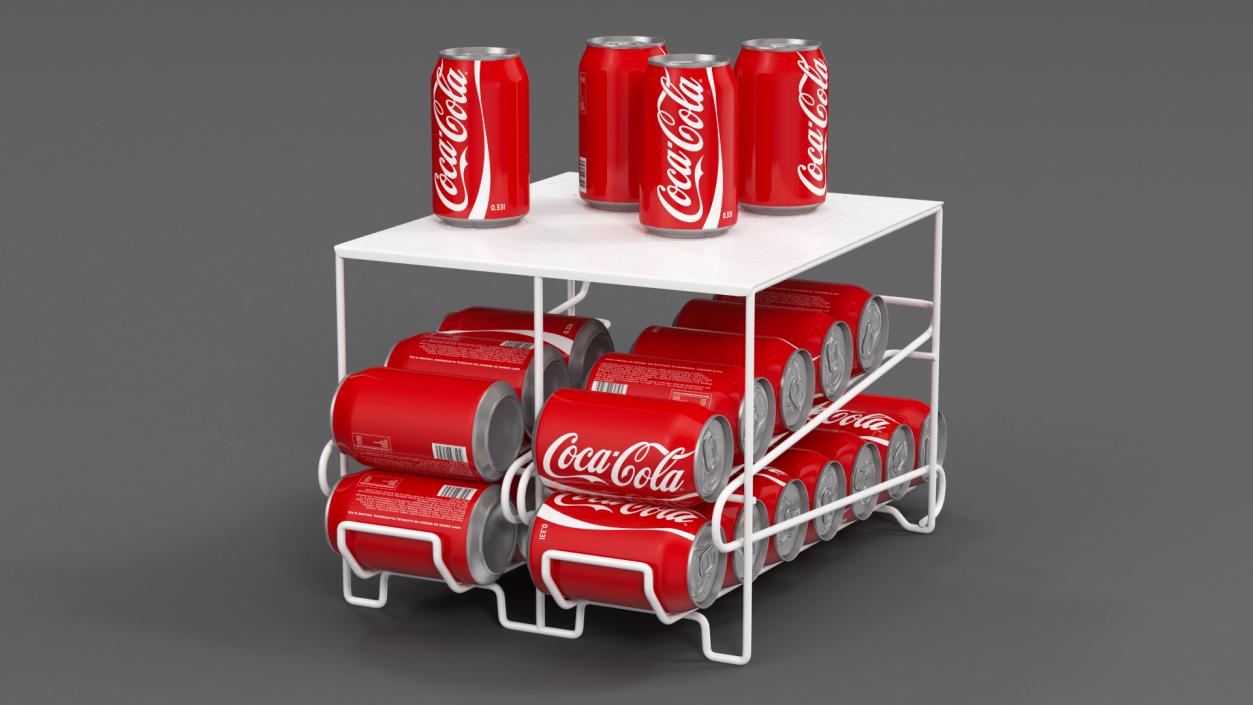 3D Stackable Soda Can Dispenser White with CocaCola Cans model