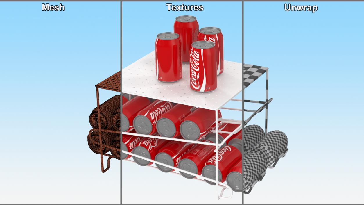 3D Stackable Soda Can Dispenser White with CocaCola Cans model