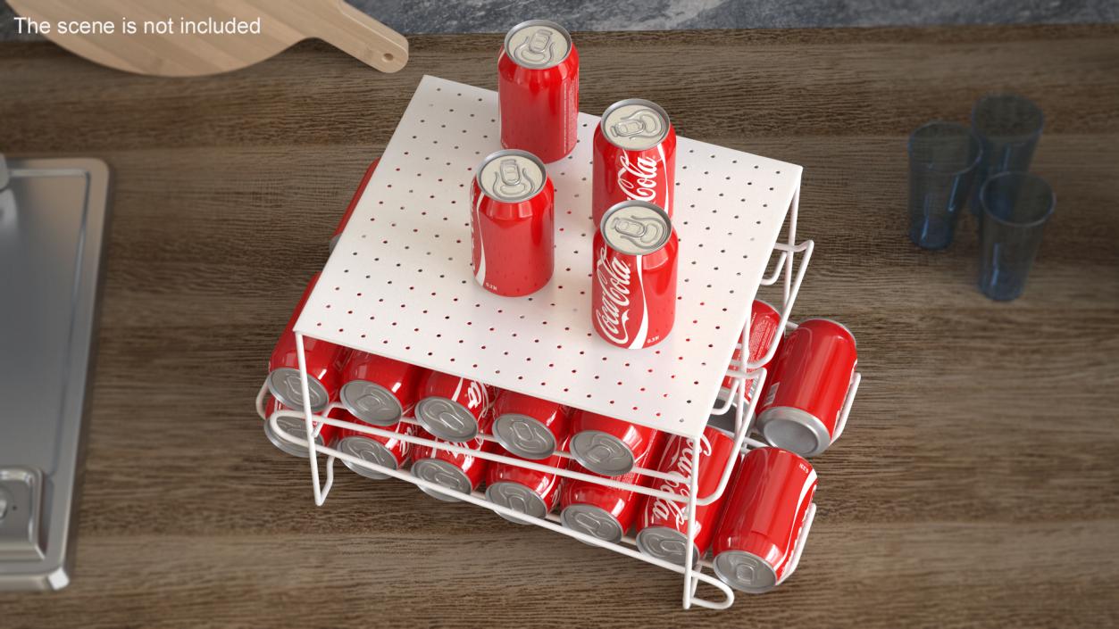 3D Stackable Soda Can Dispenser White with CocaCola Cans model