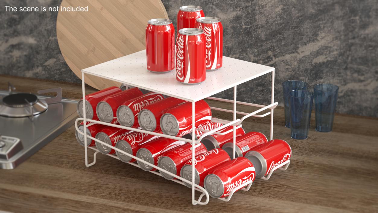 3D Stackable Soda Can Dispenser White with CocaCola Cans model