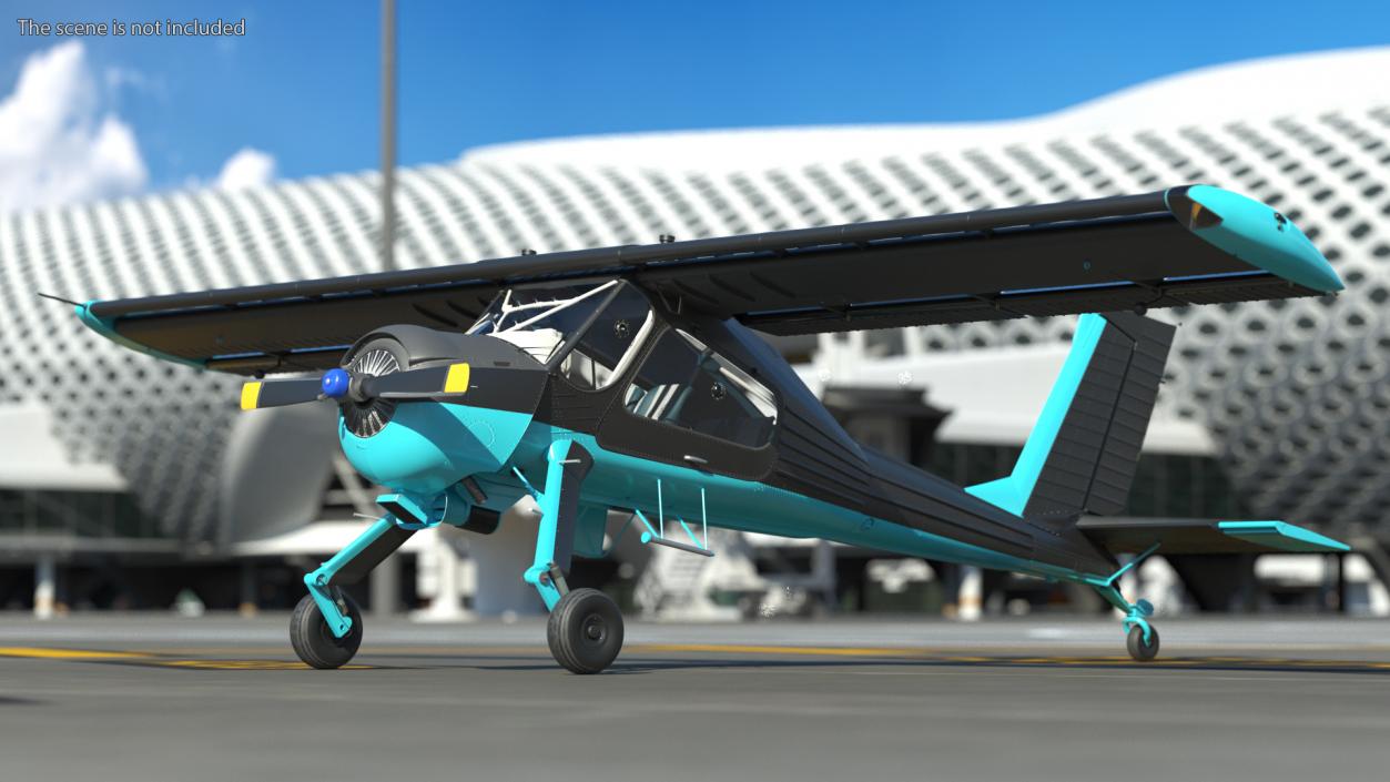 Single Engine Propeller Light Aircraft Black 3D model