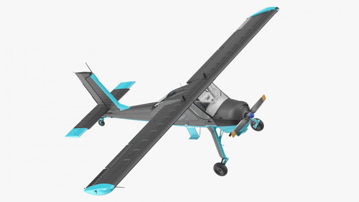 Single Engine Propeller Light Aircraft Black 3D model