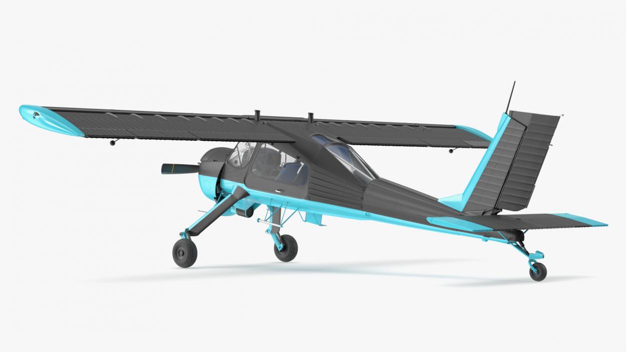 Single Engine Propeller Light Aircraft Black 3D model