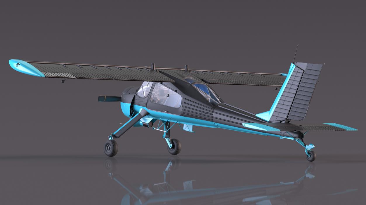 Single Engine Propeller Light Aircraft Black 3D model