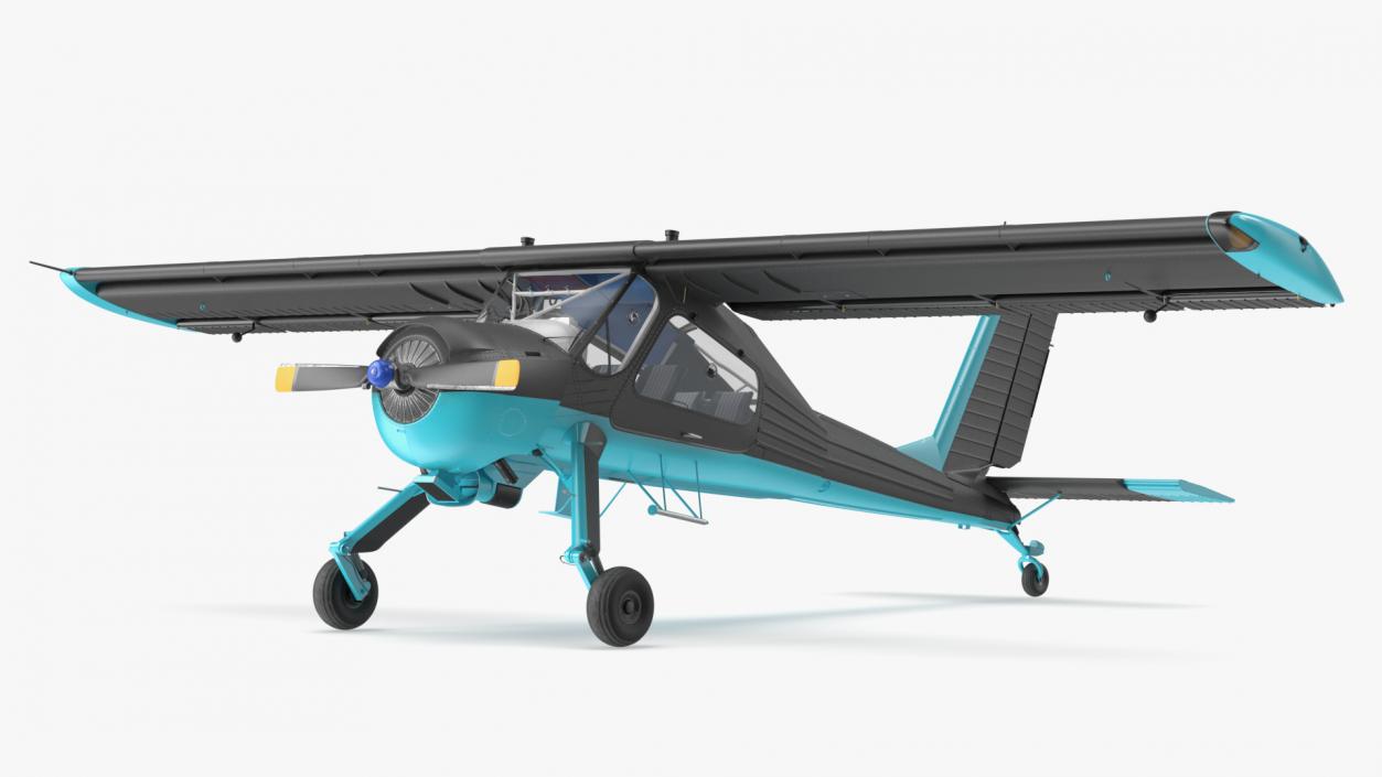 Single Engine Propeller Light Aircraft Black 3D model