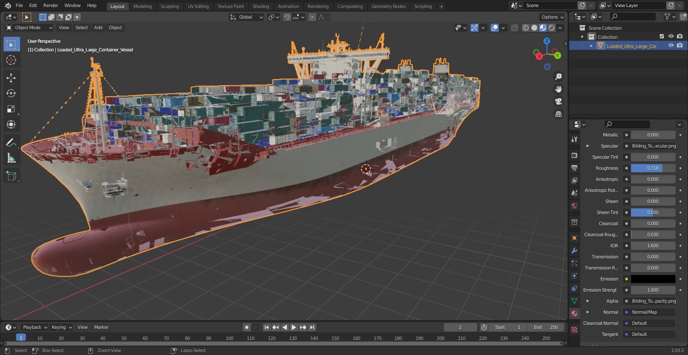 3D model Loaded Ultra Large Container Vessel