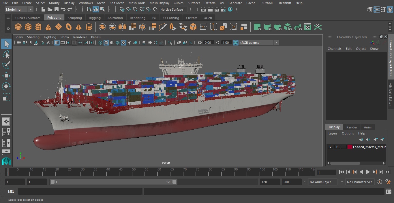 3D model Loaded Ultra Large Container Vessel