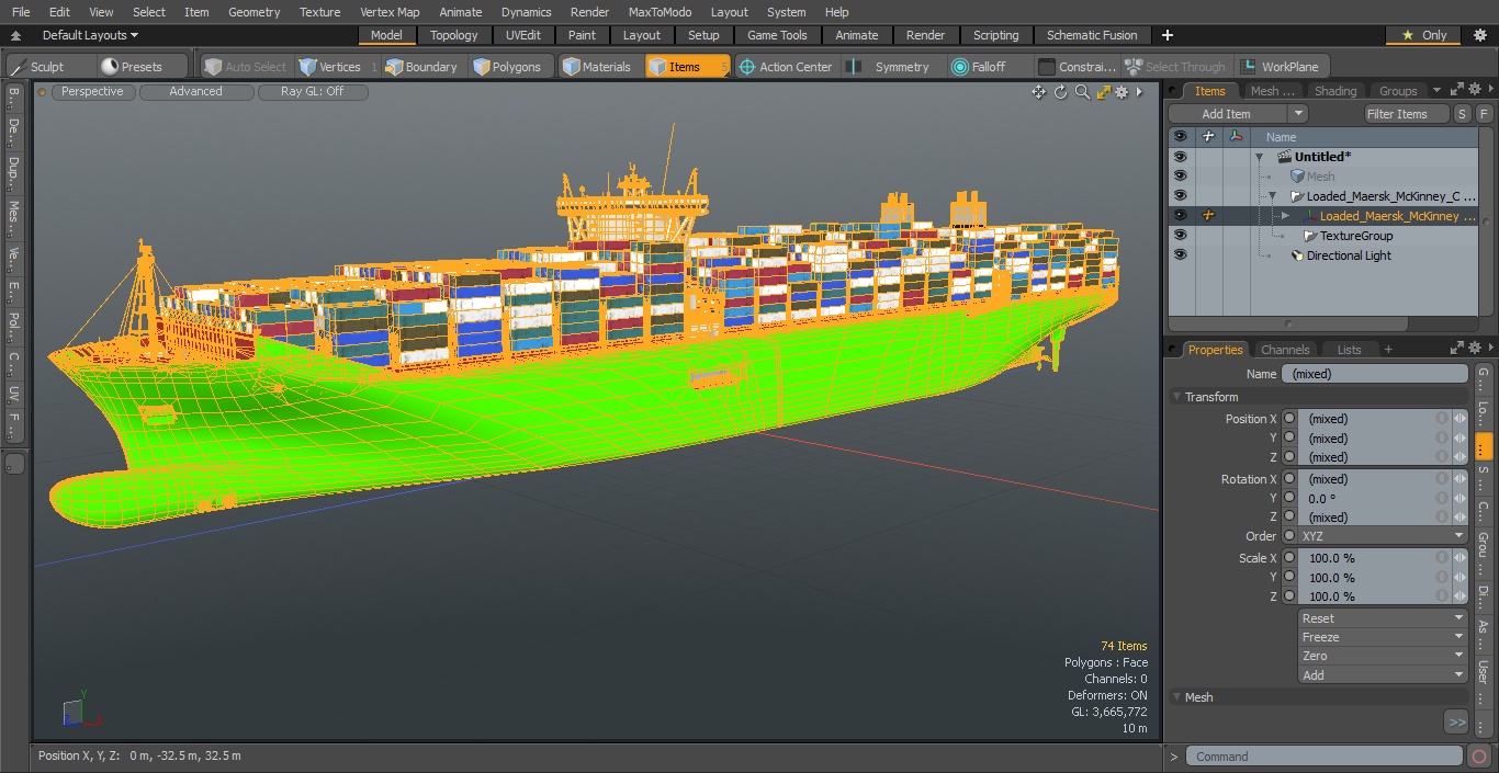 3D model Loaded Ultra Large Container Vessel