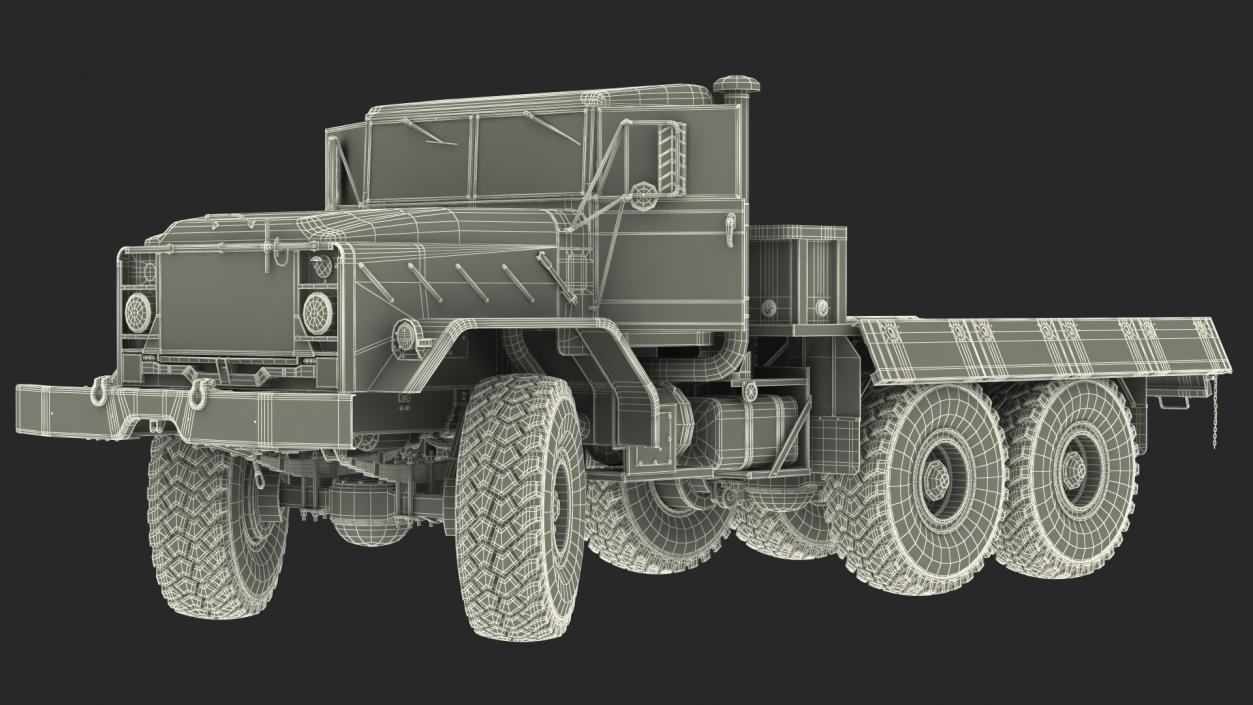 3D M939 Military Cargo Truck Green Rigged model