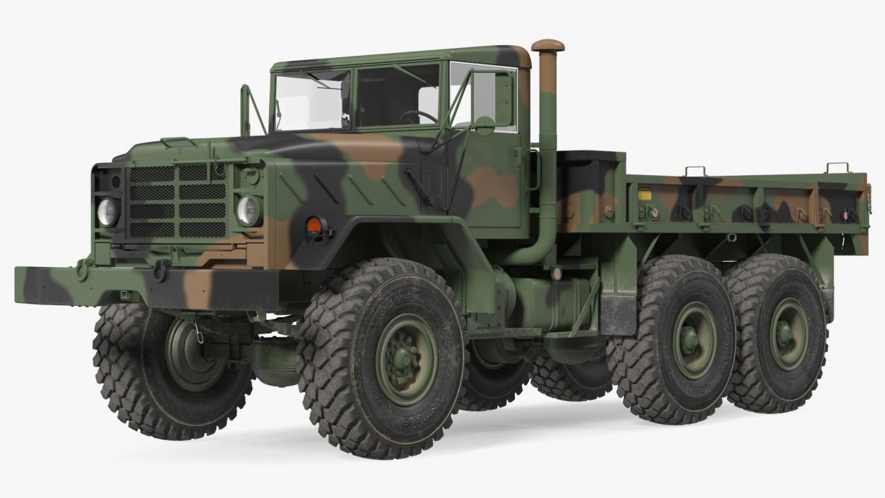 3D M939 Military Cargo Truck Green Rigged model