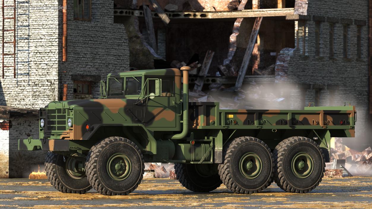 3D M939 Military Cargo Truck Green Rigged model