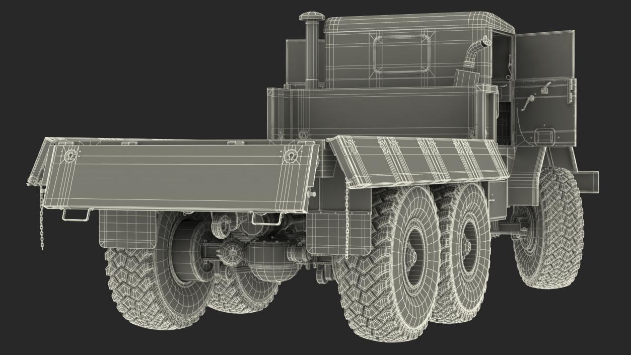 3D M939 Military Cargo Truck Green Rigged model