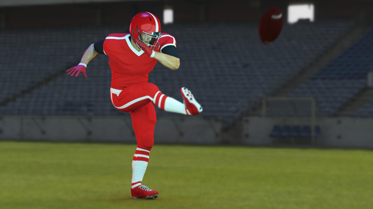 3D Red Uniform Football Player Rigged for Cinema 4D model