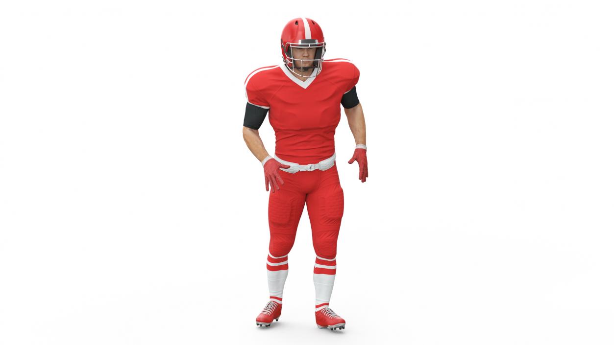 3D Red Uniform Football Player Rigged for Cinema 4D model