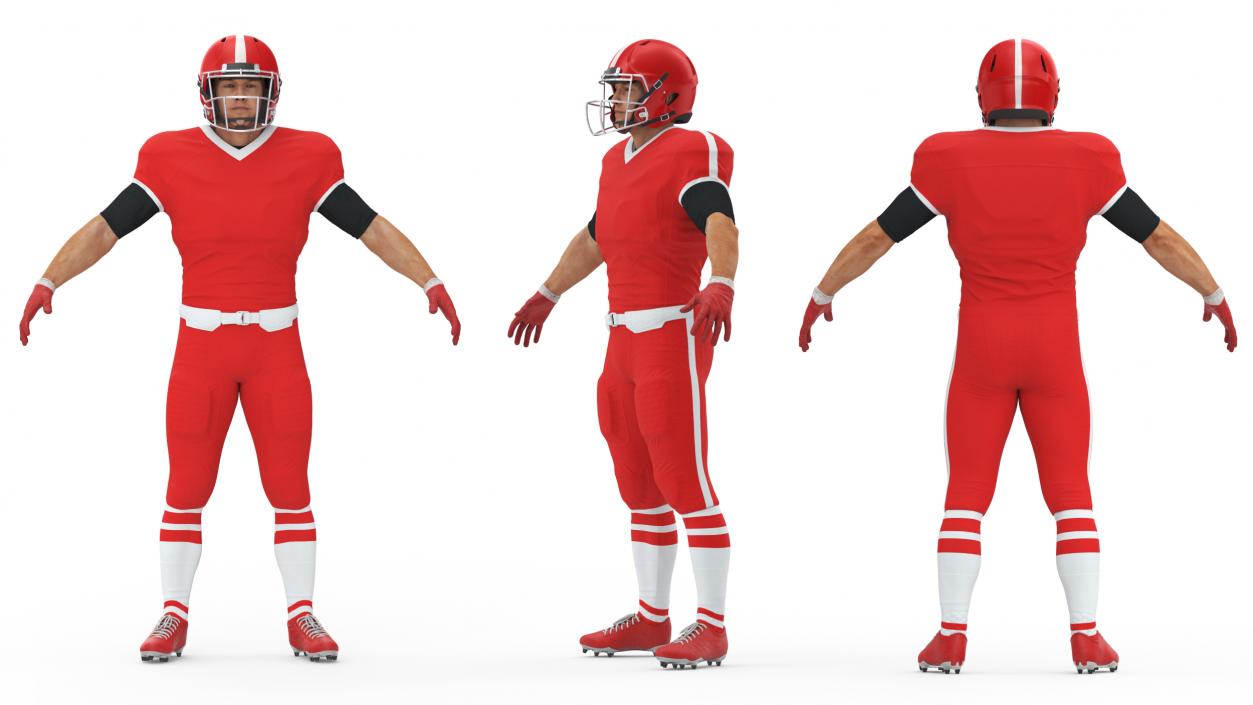 3D Red Uniform Football Player Rigged for Cinema 4D model