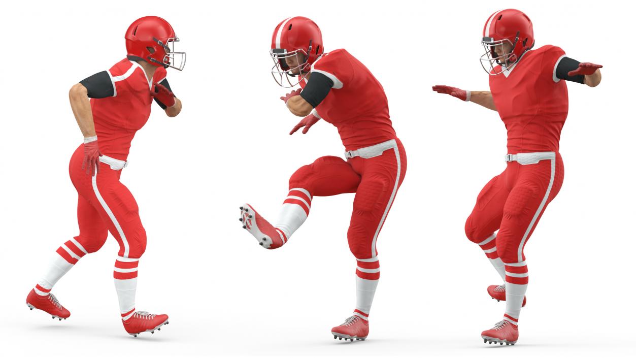 3D Red Uniform Football Player Rigged for Cinema 4D model