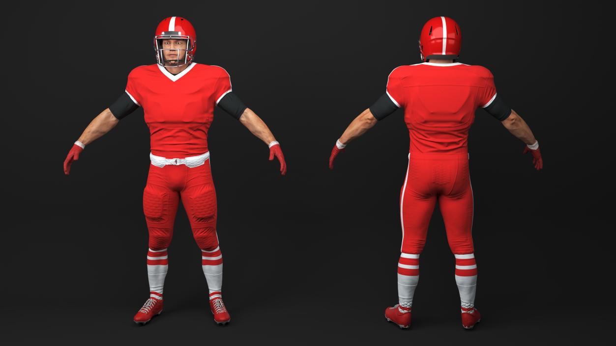 3D Red Uniform Football Player Rigged for Cinema 4D model