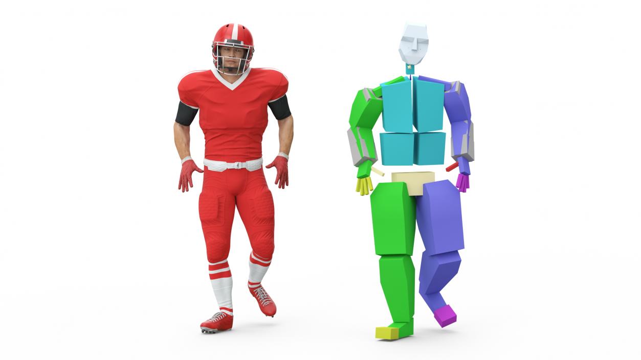 3D Red Uniform Football Player Rigged for Cinema 4D model