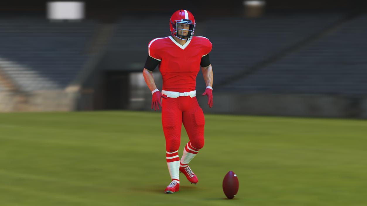 3D Red Uniform Football Player Rigged for Cinema 4D model