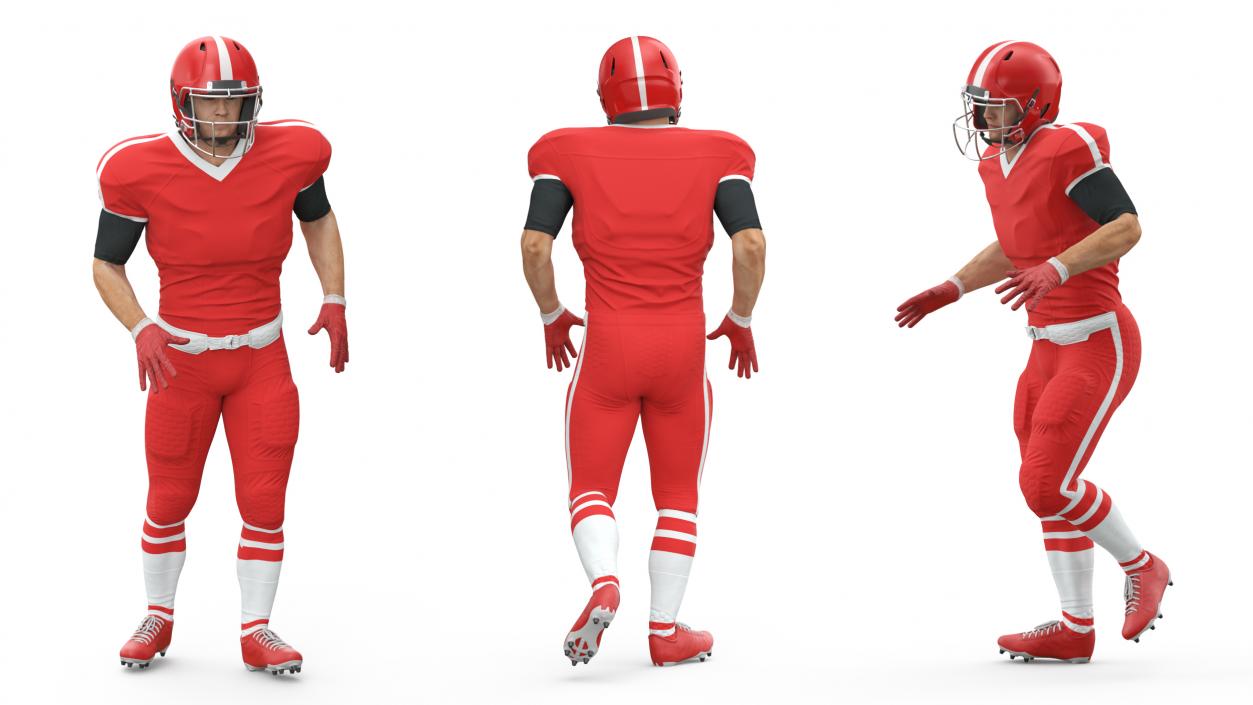 3D Red Uniform Football Player Rigged for Cinema 4D model