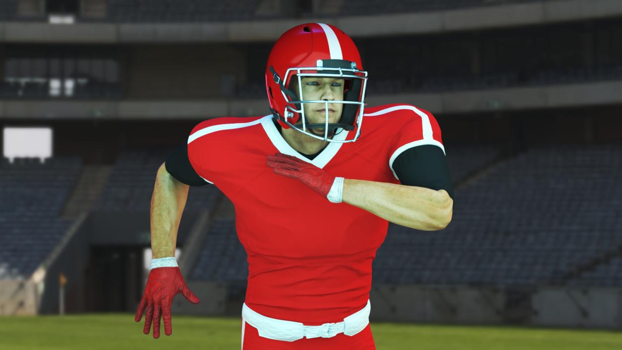 3D Red Uniform Football Player Rigged for Cinema 4D model