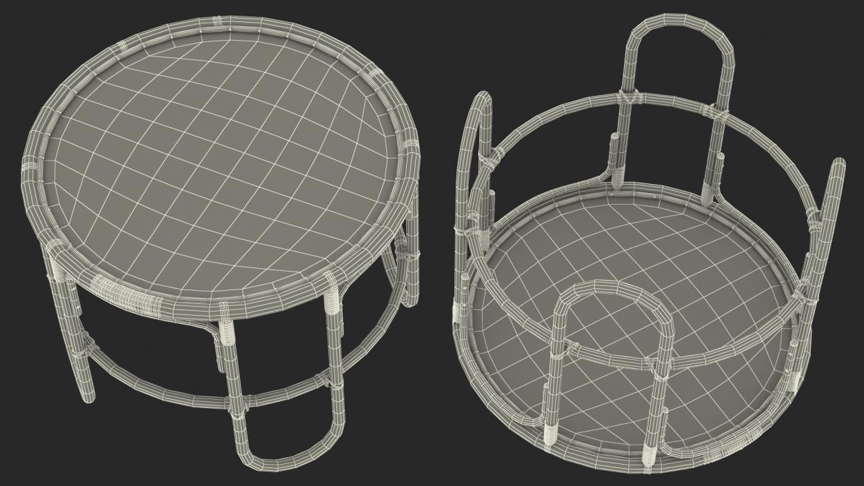 3D model Round Bamboo Tables Collection