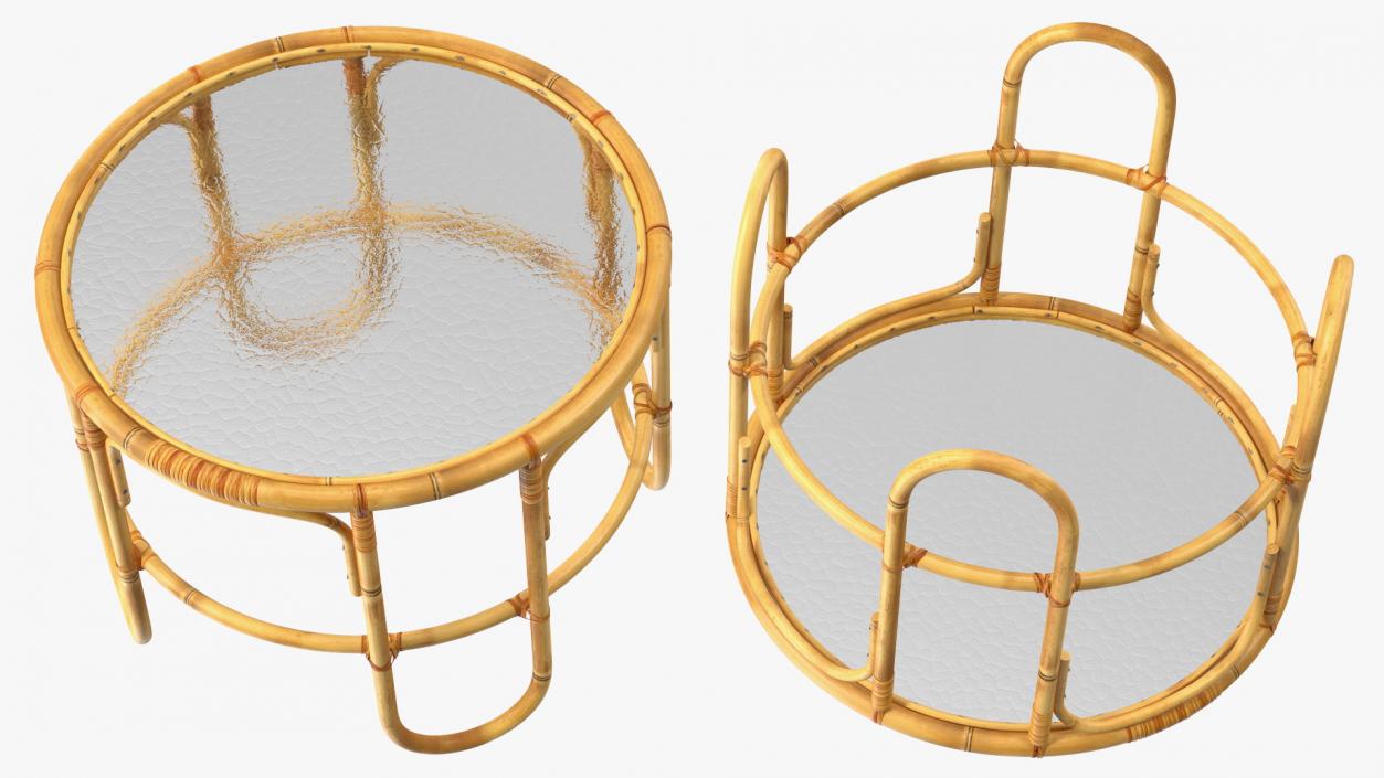 3D model Round Bamboo Tables Collection