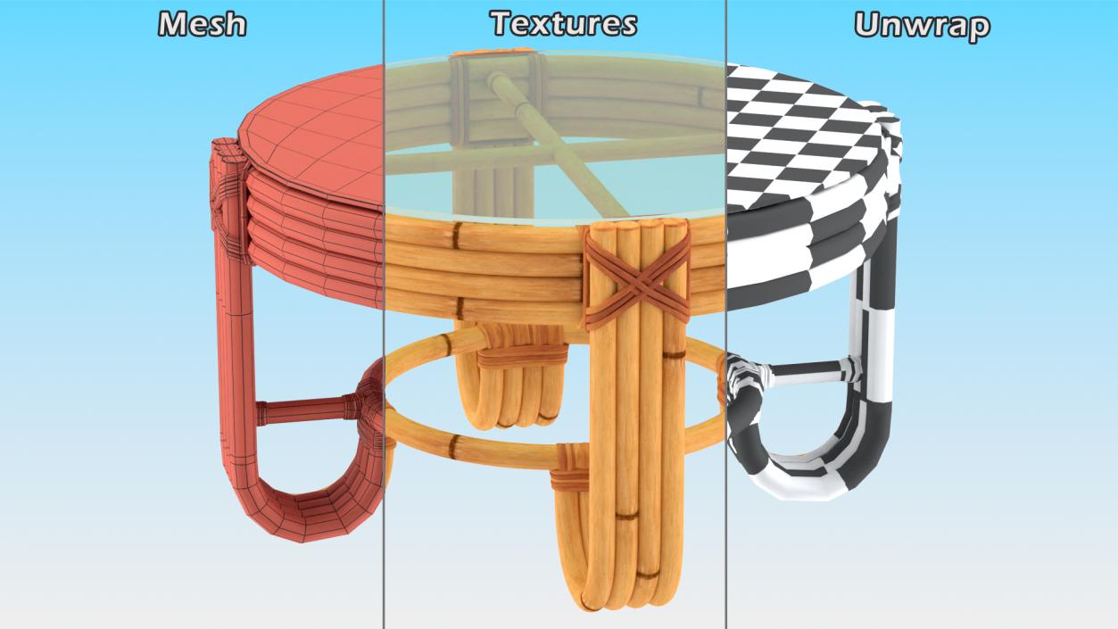 3D model Round Bamboo Tables Collection