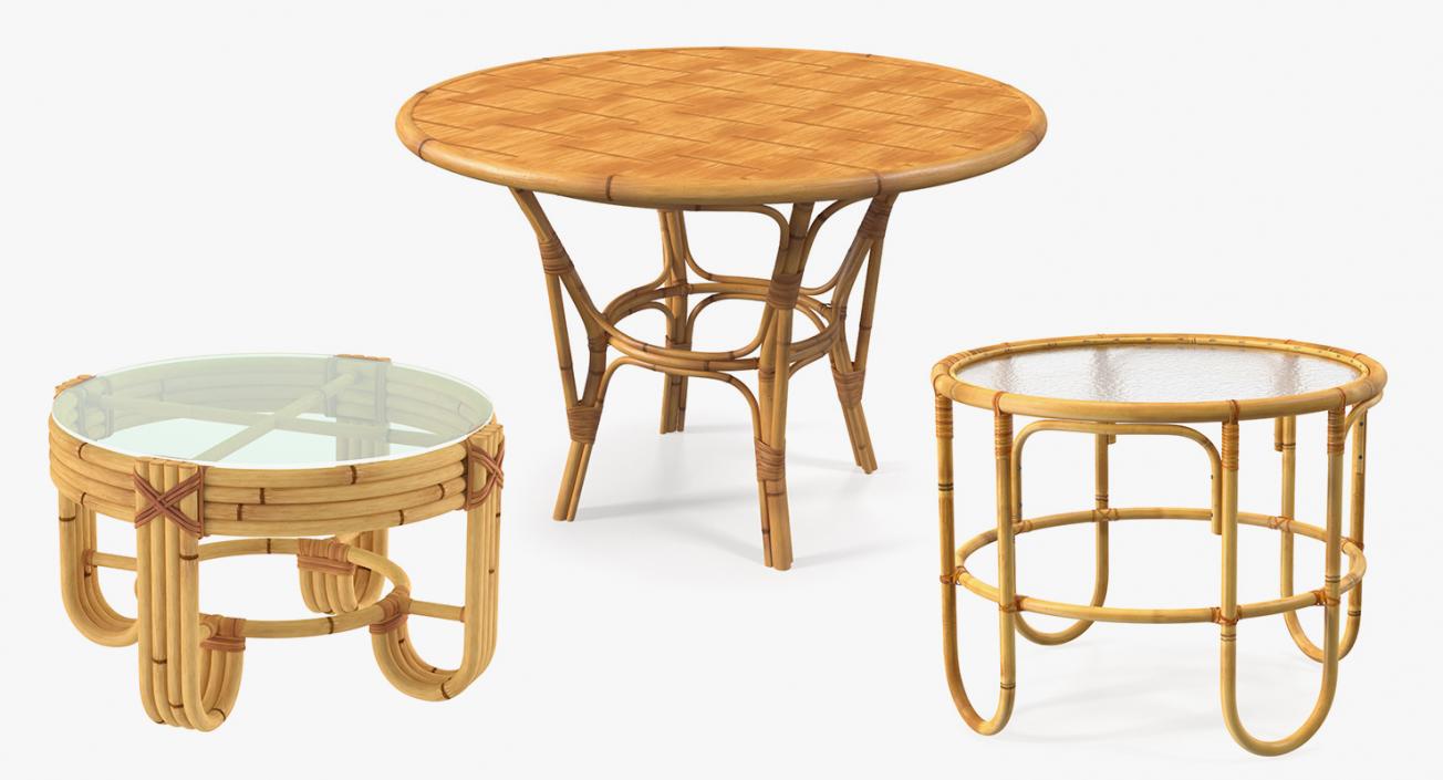 3D model Round Bamboo Tables Collection