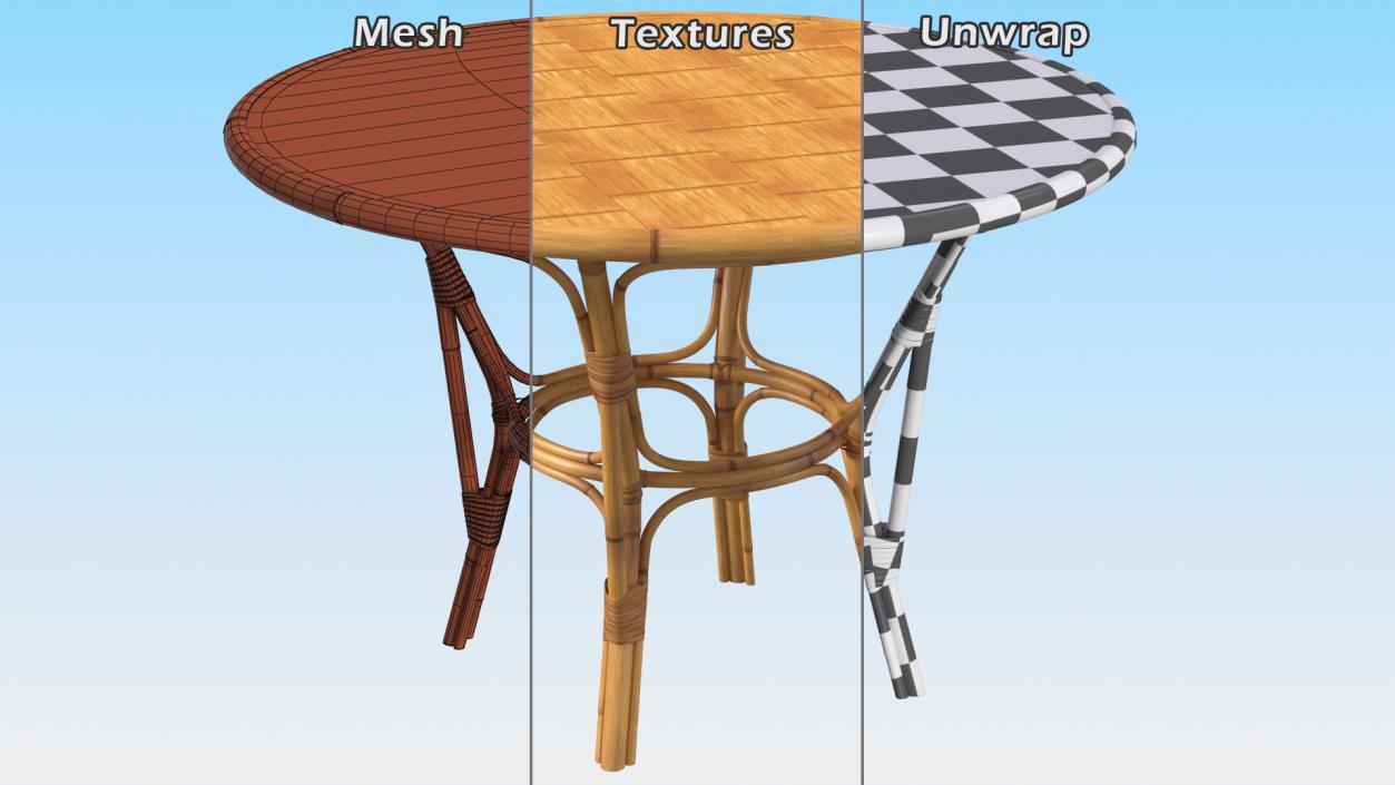 3D model Round Bamboo Tables Collection