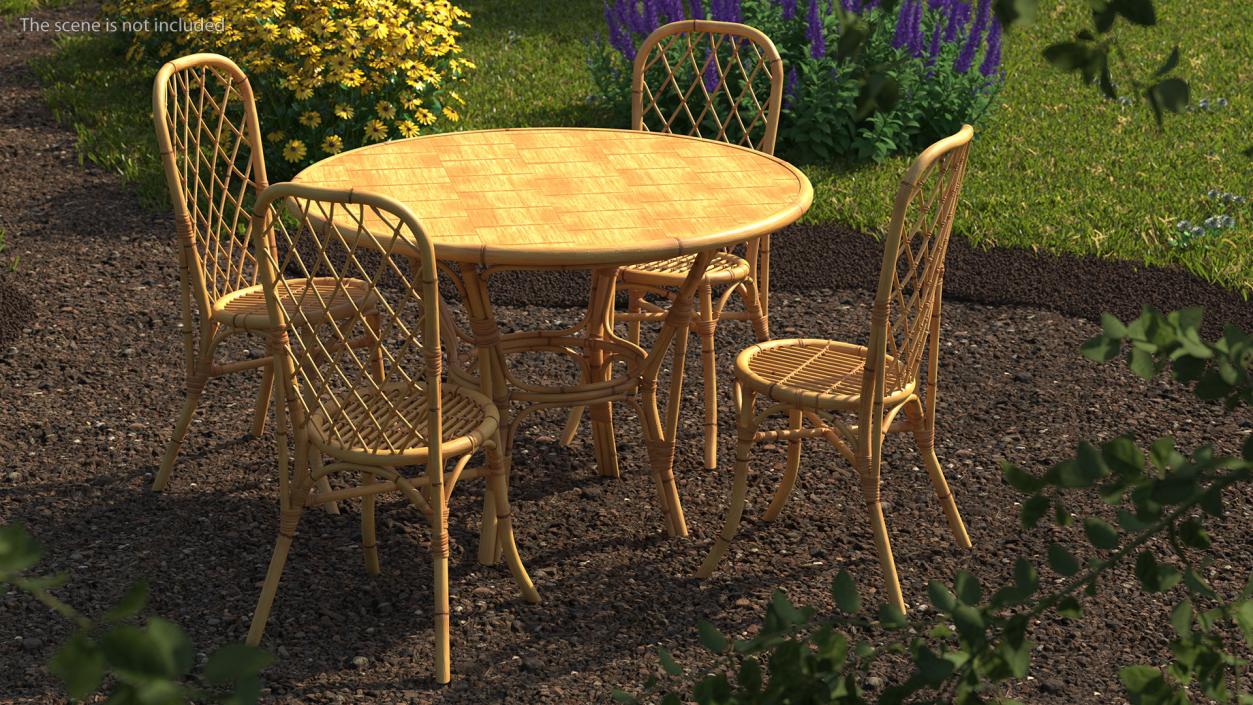 3D model Round Bamboo Tables Collection