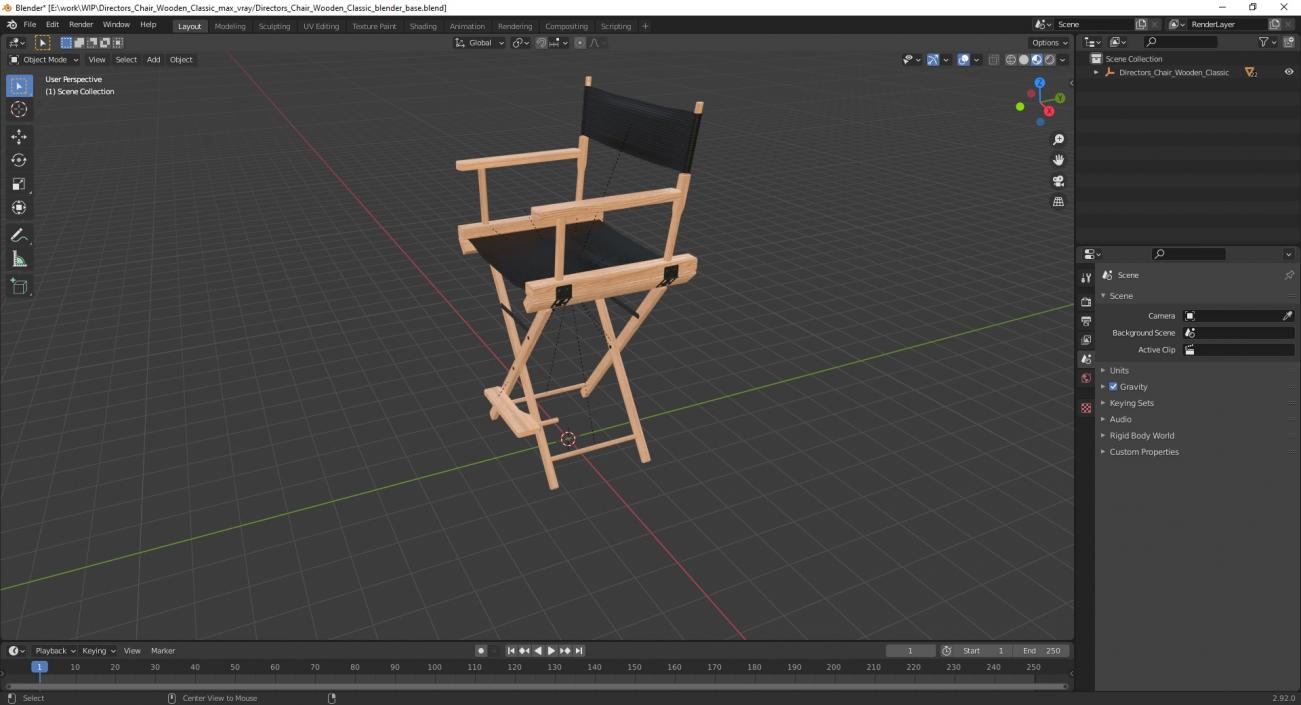 3D model Directors Chair Wooden Classic