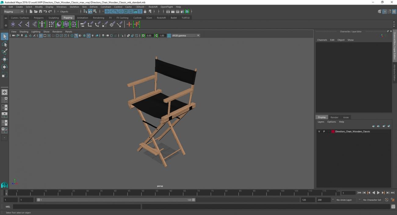 3D model Directors Chair Wooden Classic