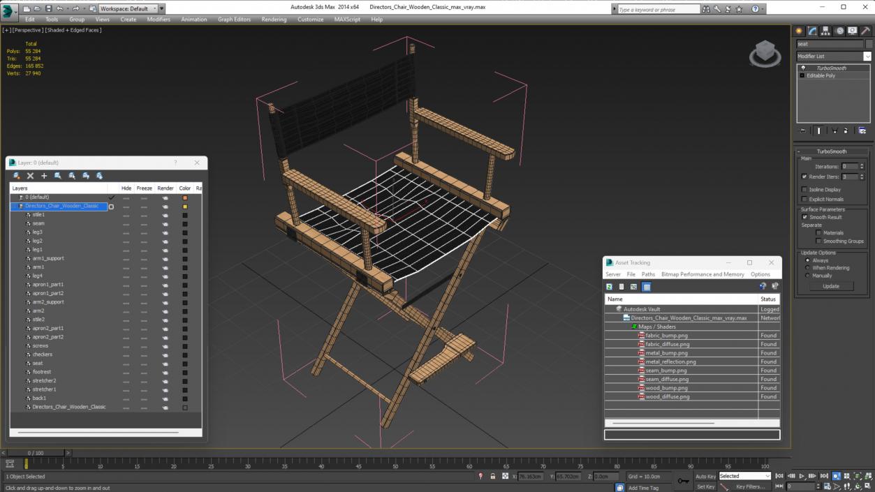 3D model Directors Chair Wooden Classic