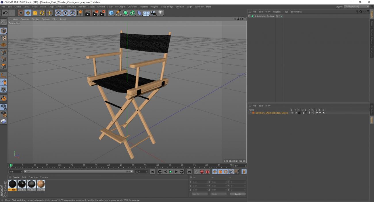 3D model Directors Chair Wooden Classic