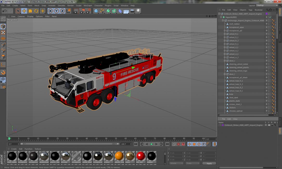 3D model Oshkosh Striker 4500 ARFF Airport Engine