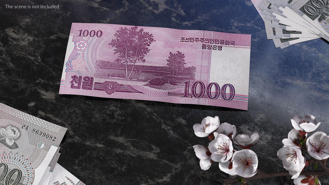 North Korea 1000 Won Banknote 3D model