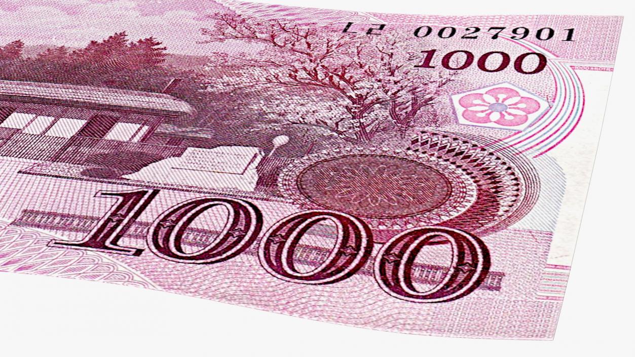 North Korea 1000 Won Banknote 3D model