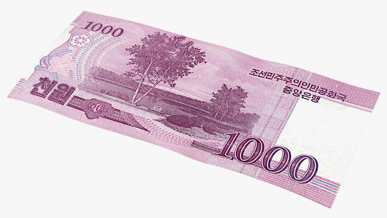 North Korea 1000 Won Banknote 3D model