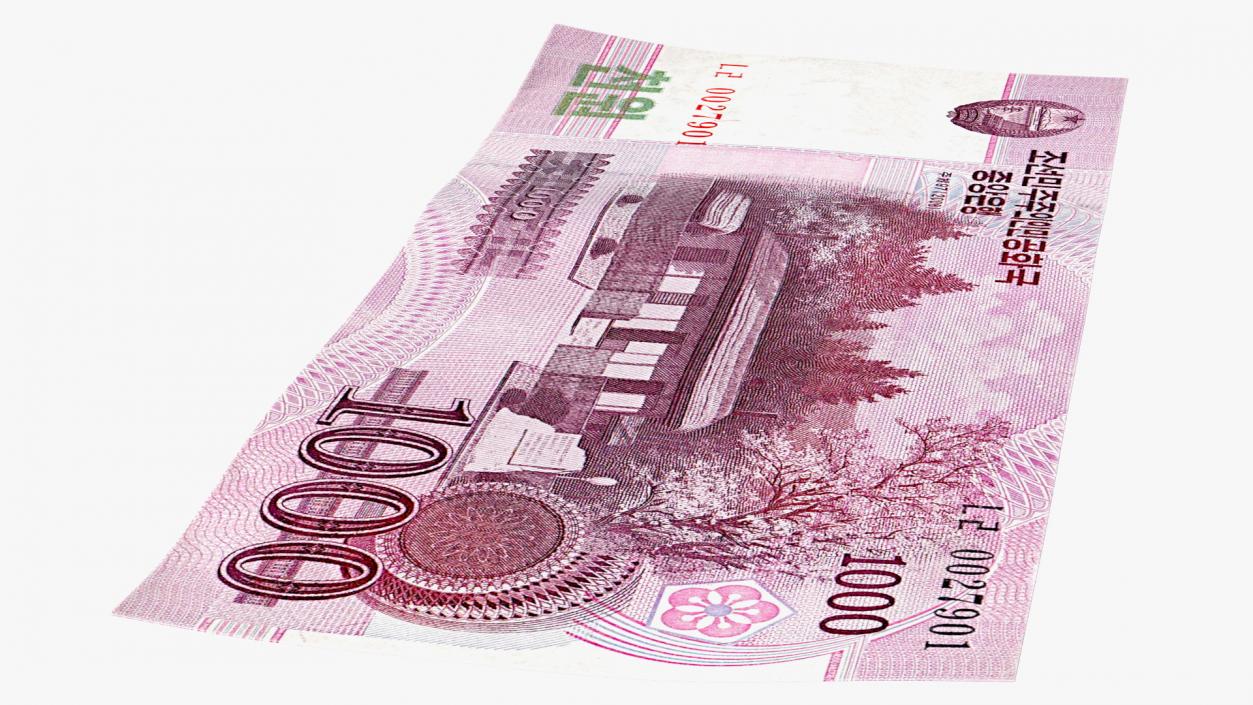 North Korea 1000 Won Banknote 3D model