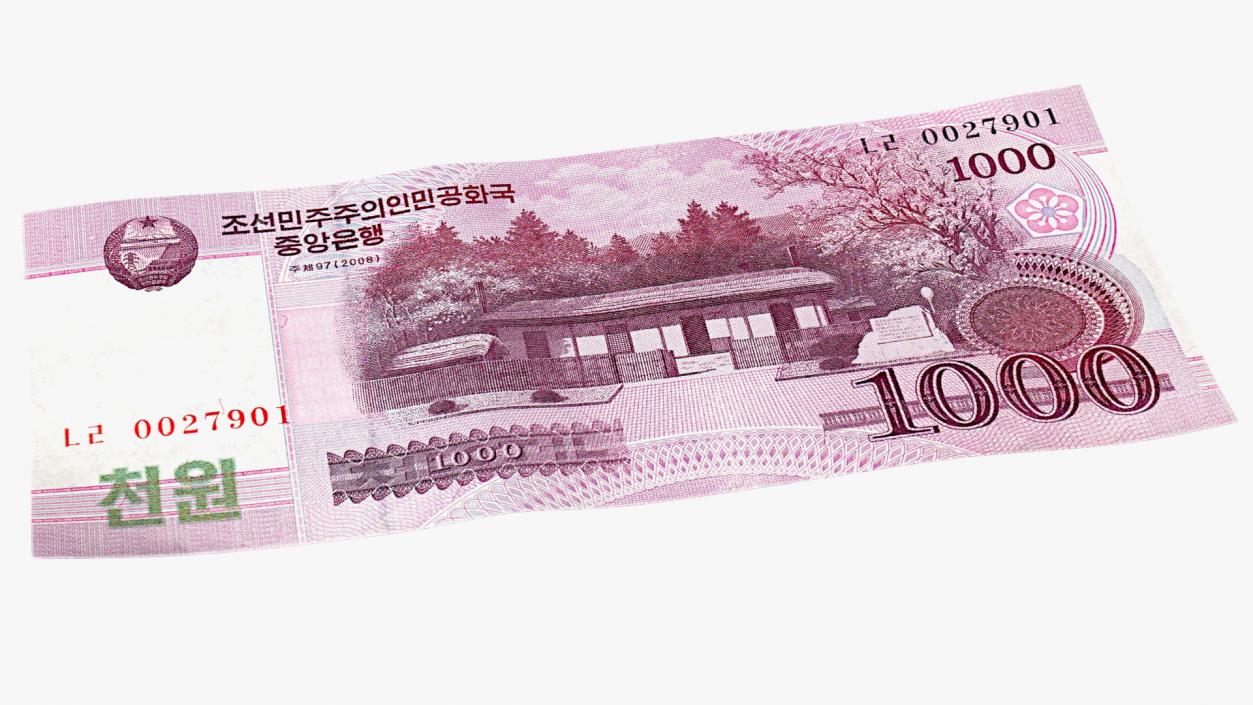 North Korea 1000 Won Banknote 3D model