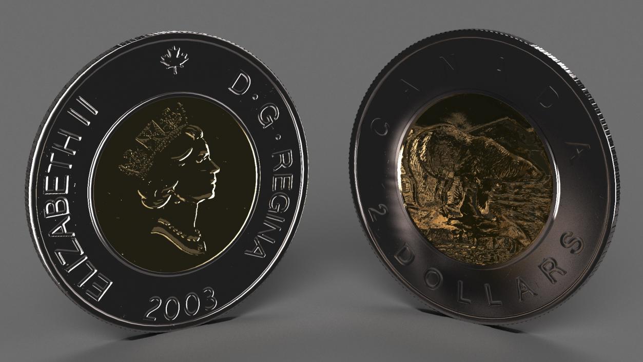 Canadian Dollar Coins Collection 3D