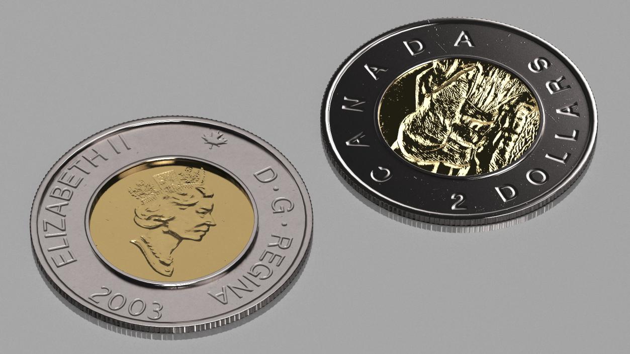 Canadian Dollar Coins Collection 3D