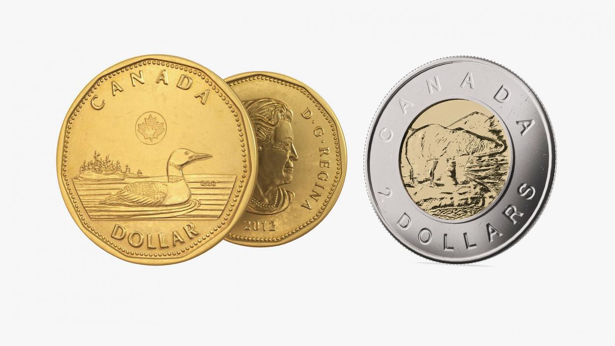 Canadian Dollar Coins Collection 3D