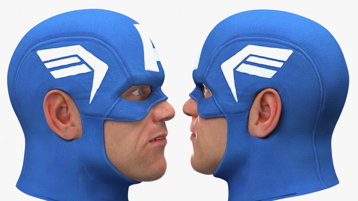 3D model Captain America Cartoon Head Rigged